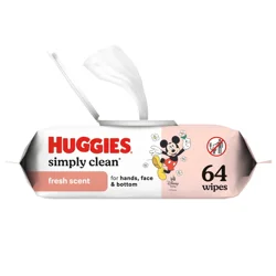 Huggies Simply Clean Fresh Scent Baby Wipes, 1 Flip-Top Pack (64 Wipes Total)