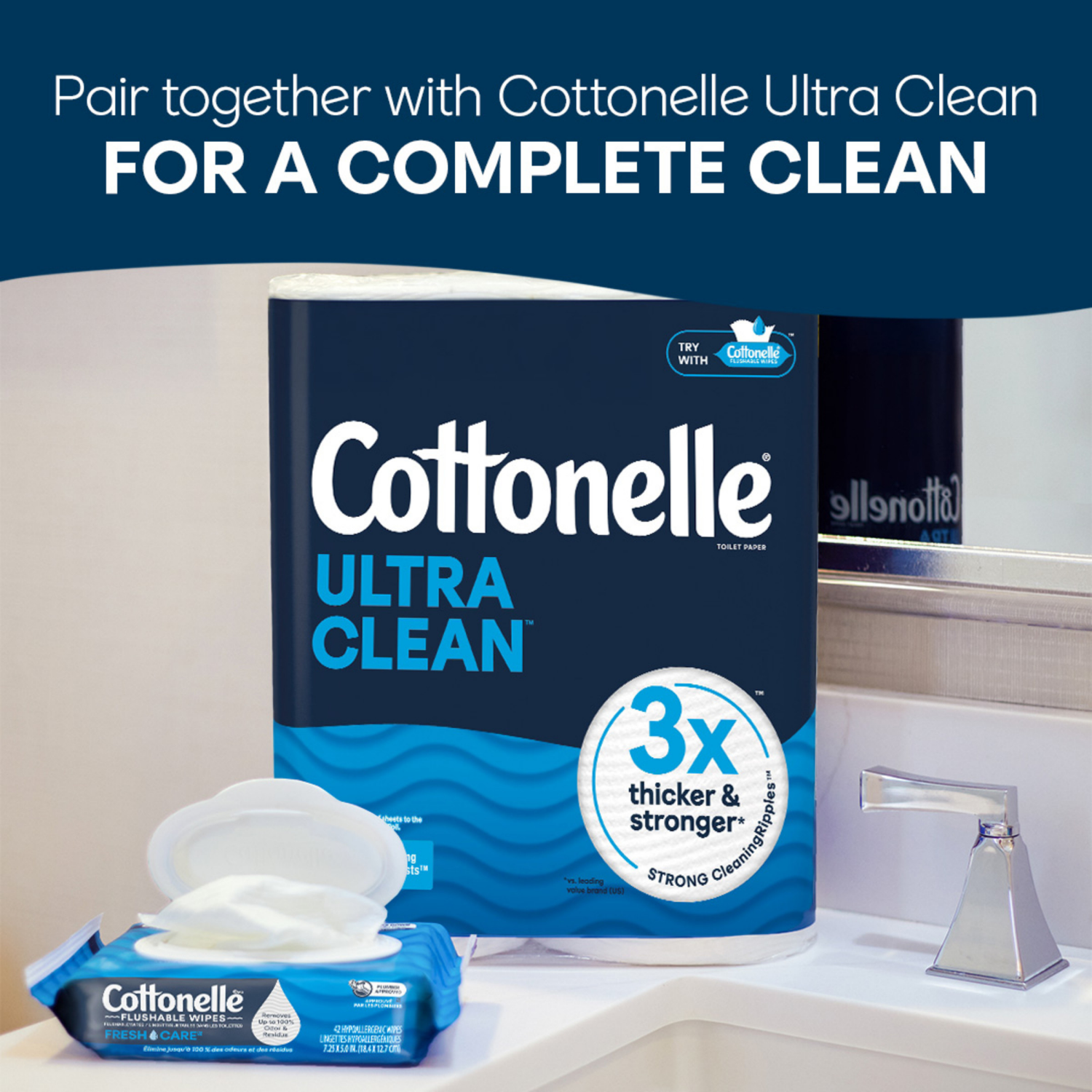 slide 2 of 7, Cottonelle XL Flushable Wet Wipes, 3 Flip-Top Packs, 45 Wipes Per Pack (135 Total Wipes), 1 ct