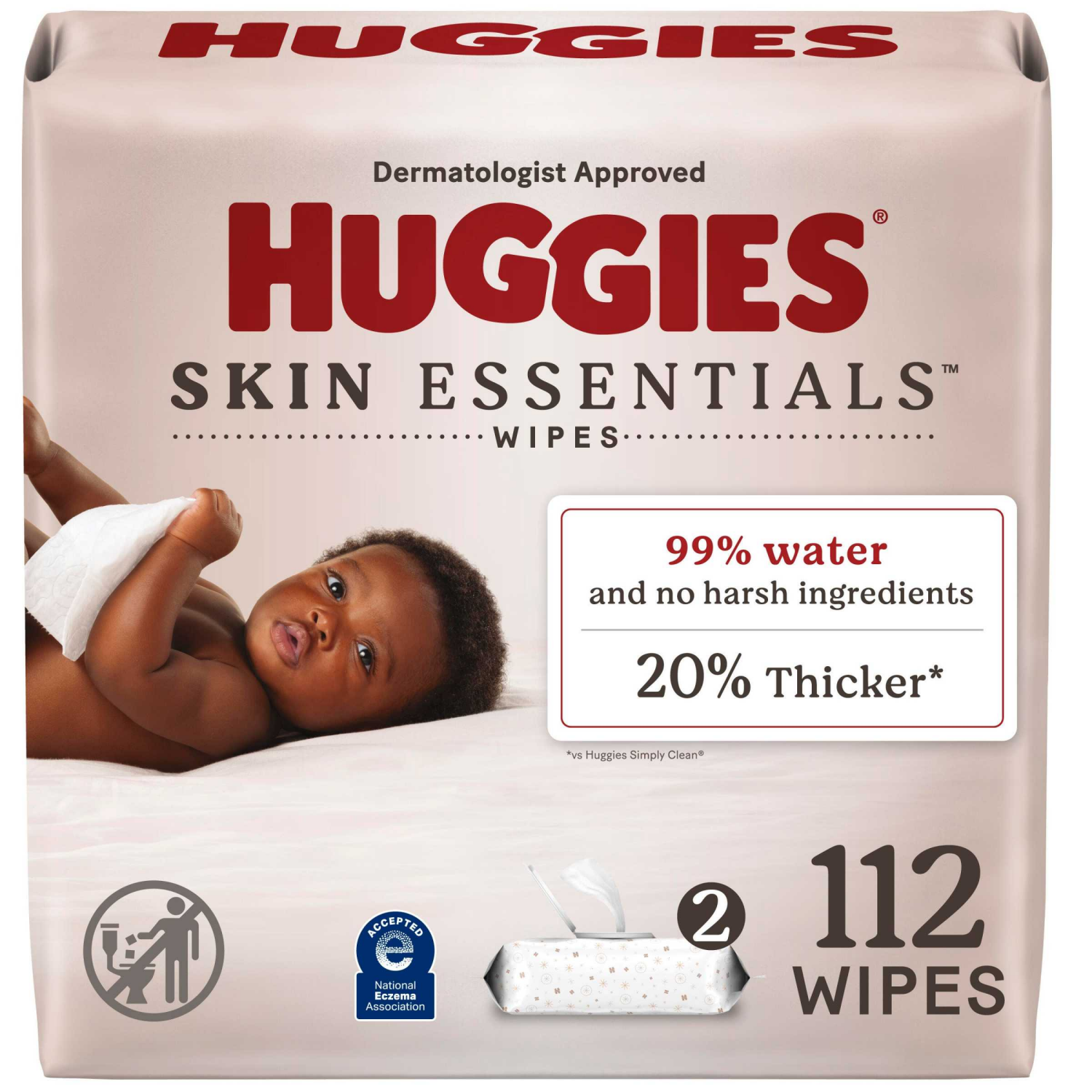 slide 1 of 8, Huggies Skin Essentials Baby Wipes, 2 Flip Top Packs (112 Wipes Total), 2 ct