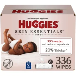 Huggies Skin Essentials Baby Wipes, 6 Flip Top Packs (336 Wipes Total)