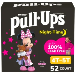 Pull-Ups Girls' Night-Time Potty Training Pants, 4T-5T (38-50 lbs), 52 Ct