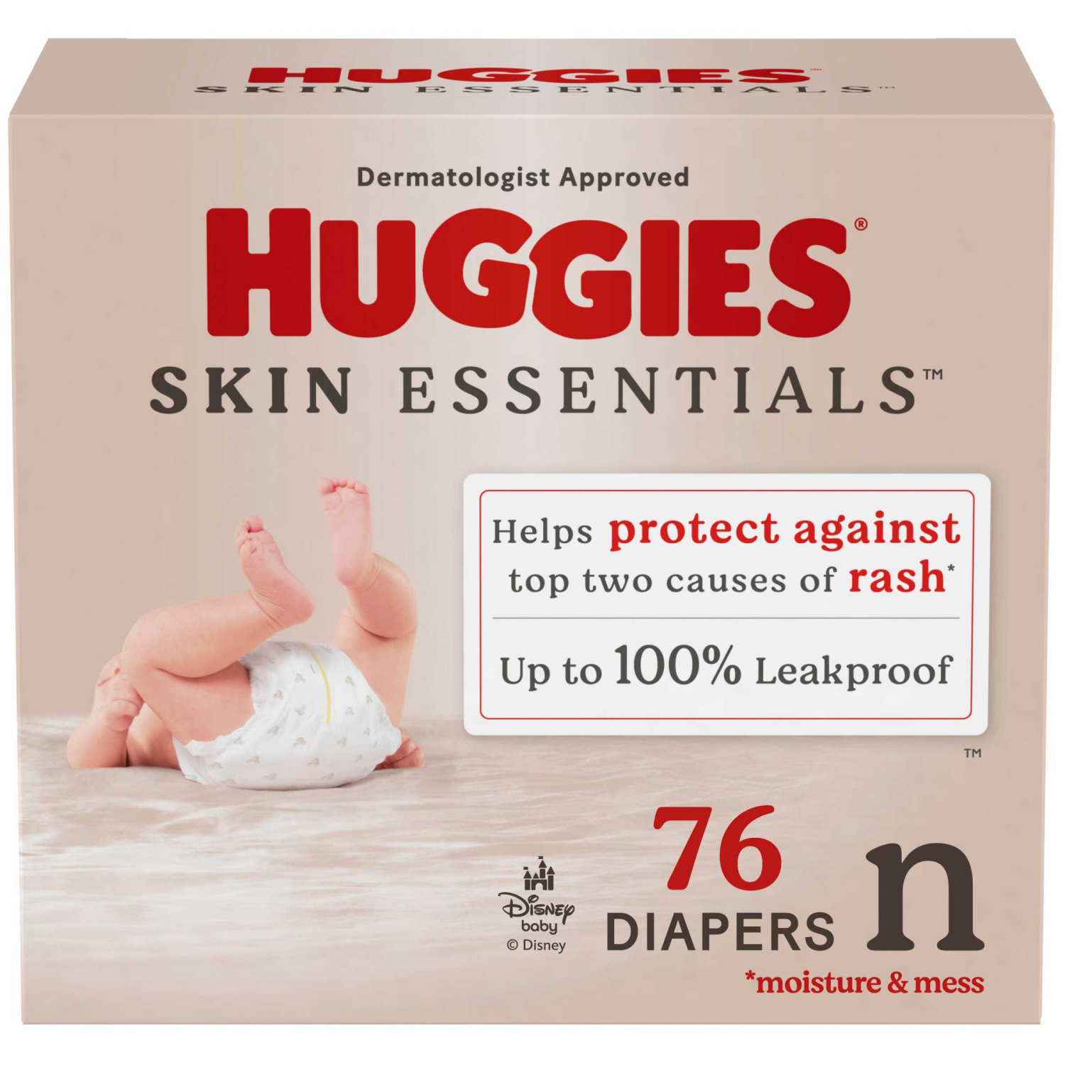 slide 1 of 8, Huggies Skin Essentials Newborn Diapers, Size Newborn (6-9 lbs), 76 Ct, 76 ct