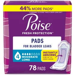 Poise Fresh Protection Long 4 Moderate Pads 78 Each