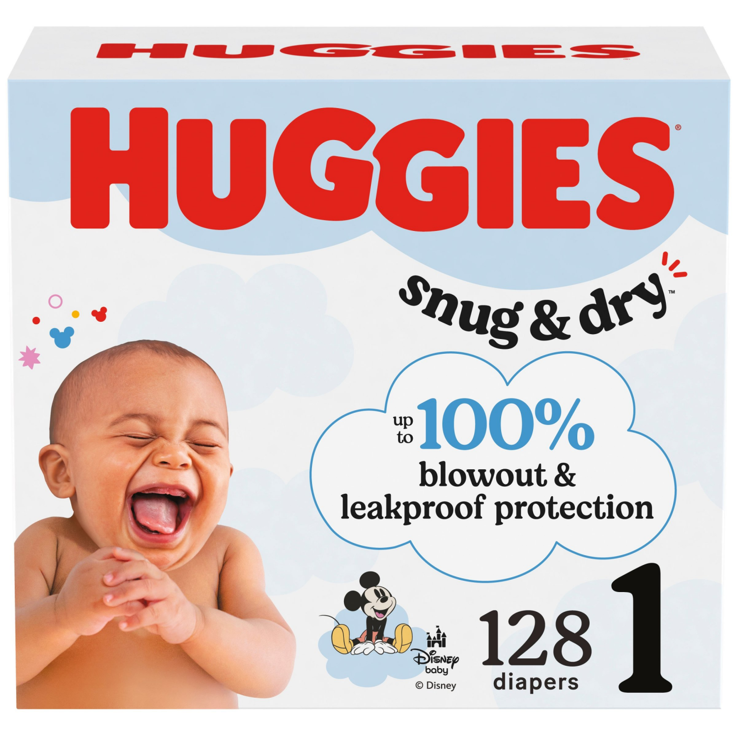 slide 1 of 8, Huggies Snug & Dry Baby Diapers, Size 1 (8-14 lbs), 128 Ct, 128 ct