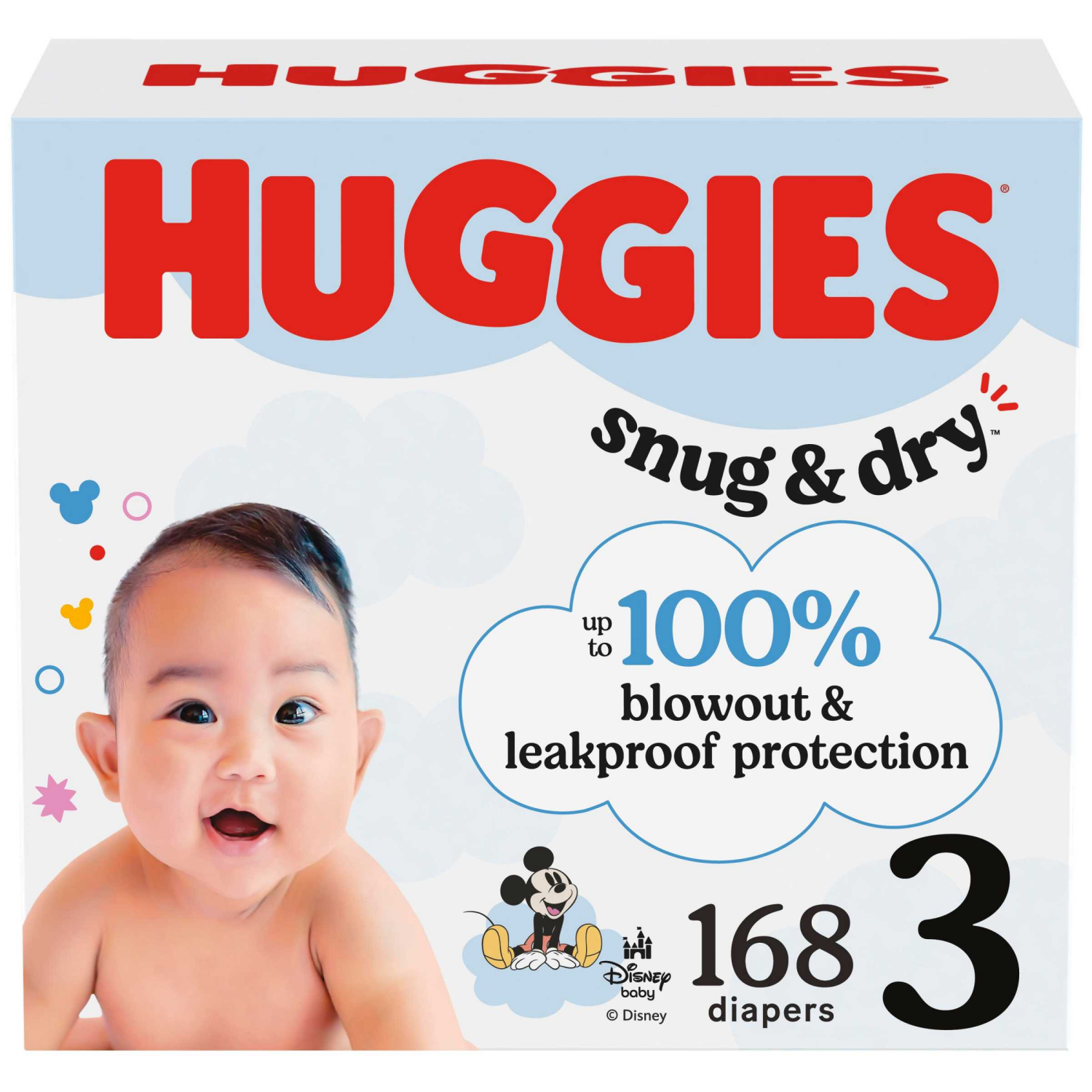 slide 1 of 8, Huggies Snug & Dry Baby Diapers, Size 3 (16-28 lbs), 168 Ct, 168 ct