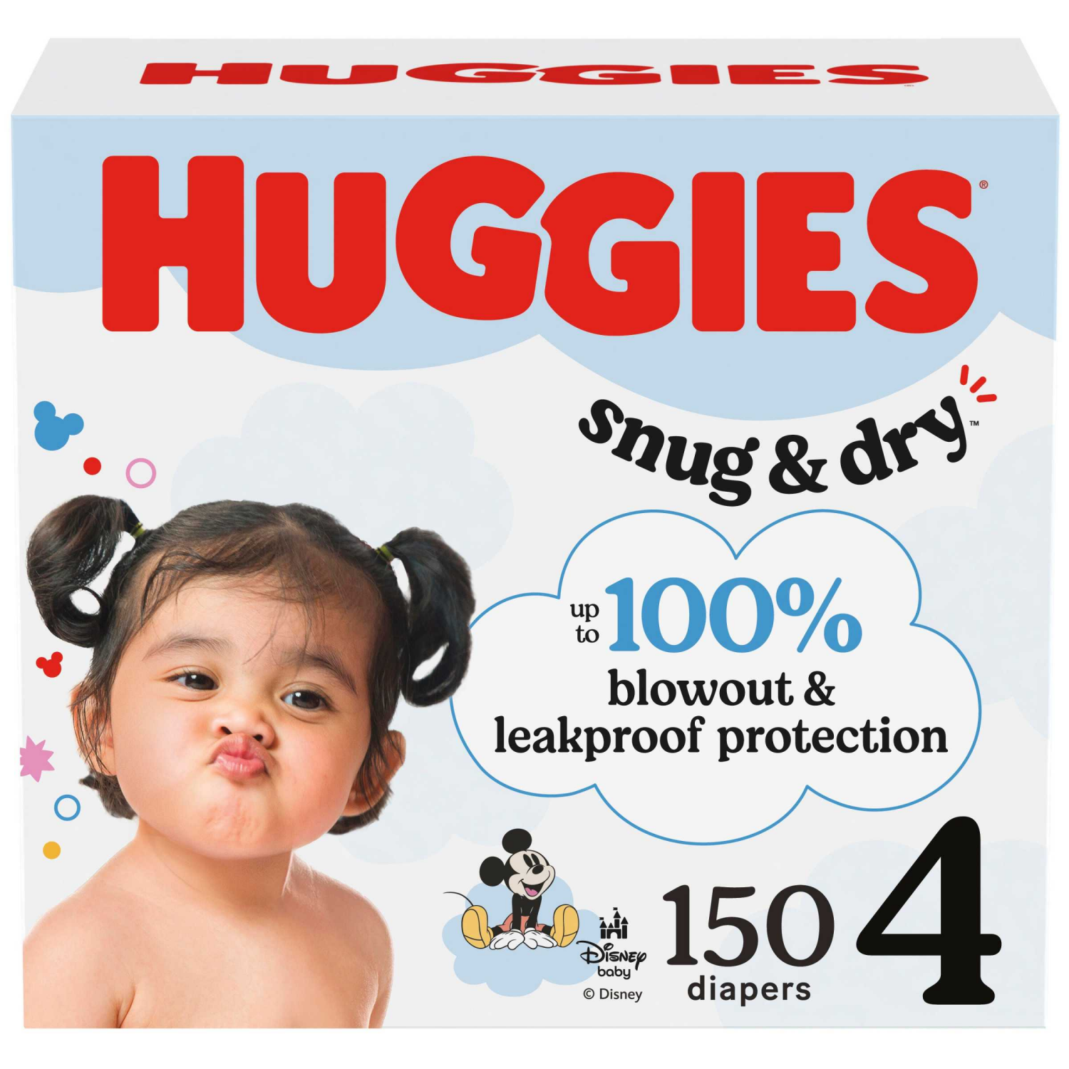 slide 1 of 8, Huggies Snug & Dry Baby Diapers, Size 4 (22-37 lbs), 150 Ct, 150 ct