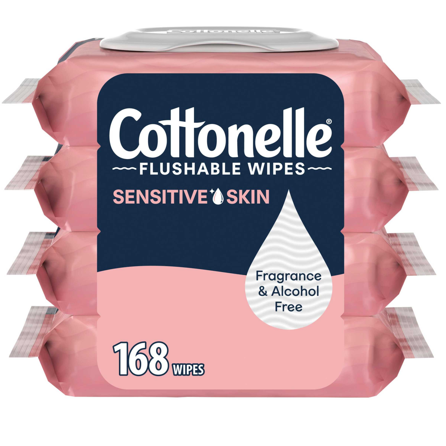 slide 1 of 7, Cottonelle Fragrance Free Flushable Wet Wipes, Adult Wet Wipes, 4 Flip-Top Packs, 42 Wipes Per Pack, 1 ct