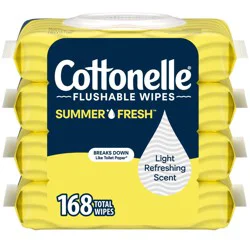 Cottonelle Summer Fresh Scented Flushable Wipes, 4 Flip-Top Packs