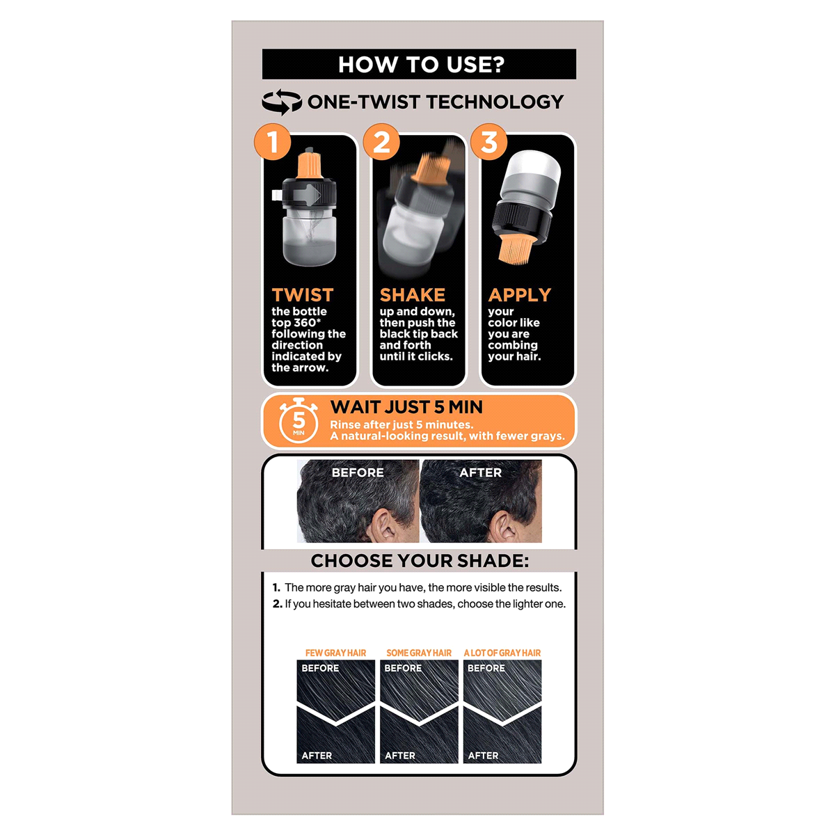 slide 3 of 29, L'Oreal Paris Men Expert One Twist Hair Color, No Mix, No mess, Real Black 02, 1 kit, 1 ct