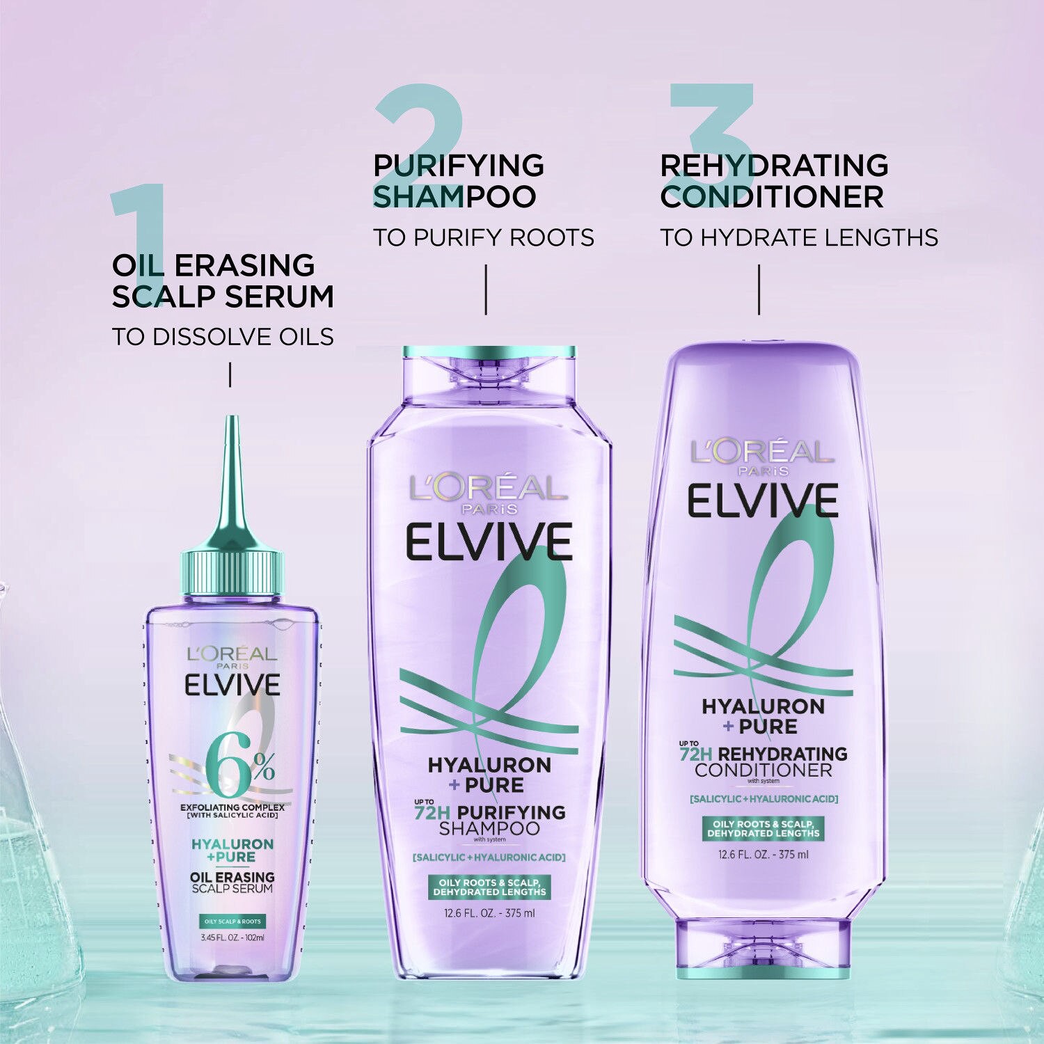 slide 5 of 8, L'Oréal Paris Elvive Hyaluron + Pure Oil Erasing Scalp Serum, 3.45 oz