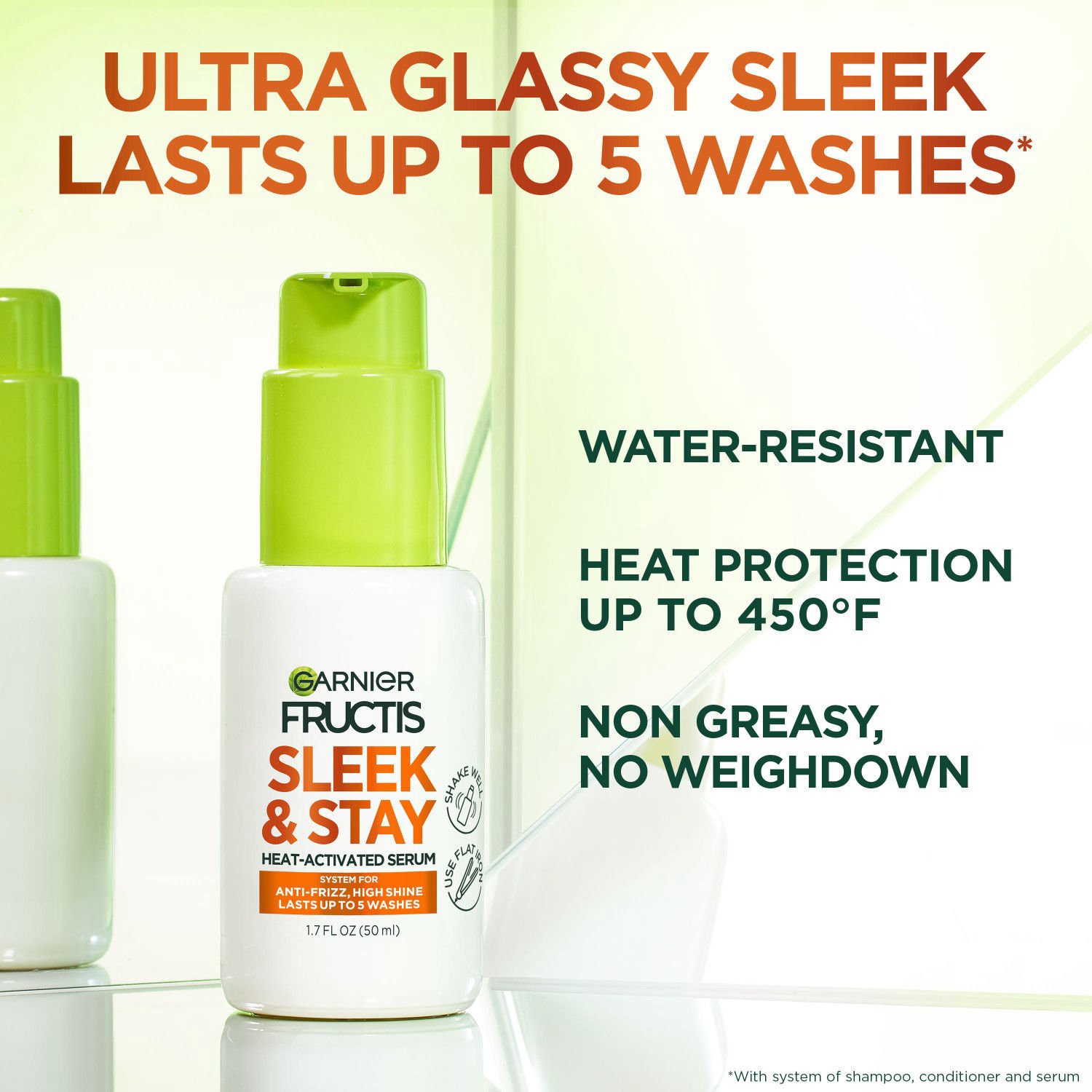 slide 2 of 3, Garnier Fructis Sleek & Shine Sleek And Stay Heat Activated Serum, 1.69 Oz, 1.69 oz