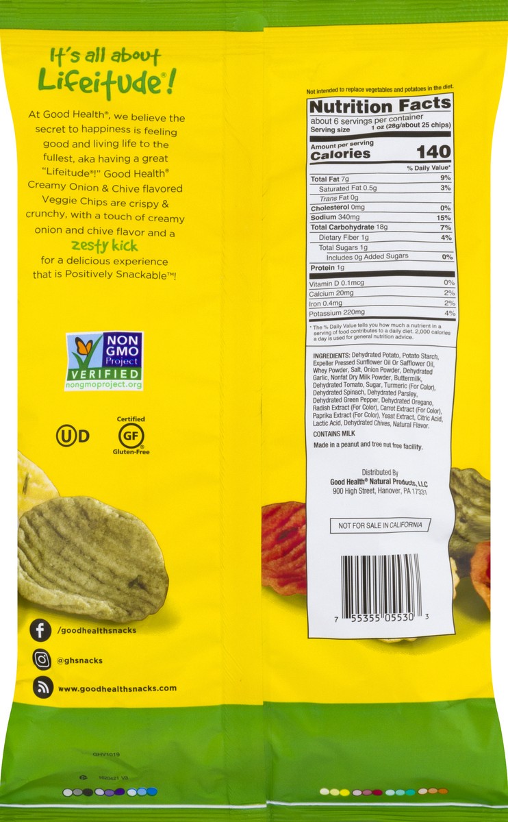 slide 10 of 11, Good Health Creamy Onion & Chive Flavored Veggie Chips 6.25 oz, 6.25 oz