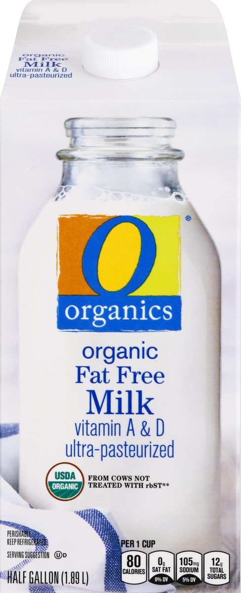 slide 2 of 4, O Organics Organic Fat Free Milk, 