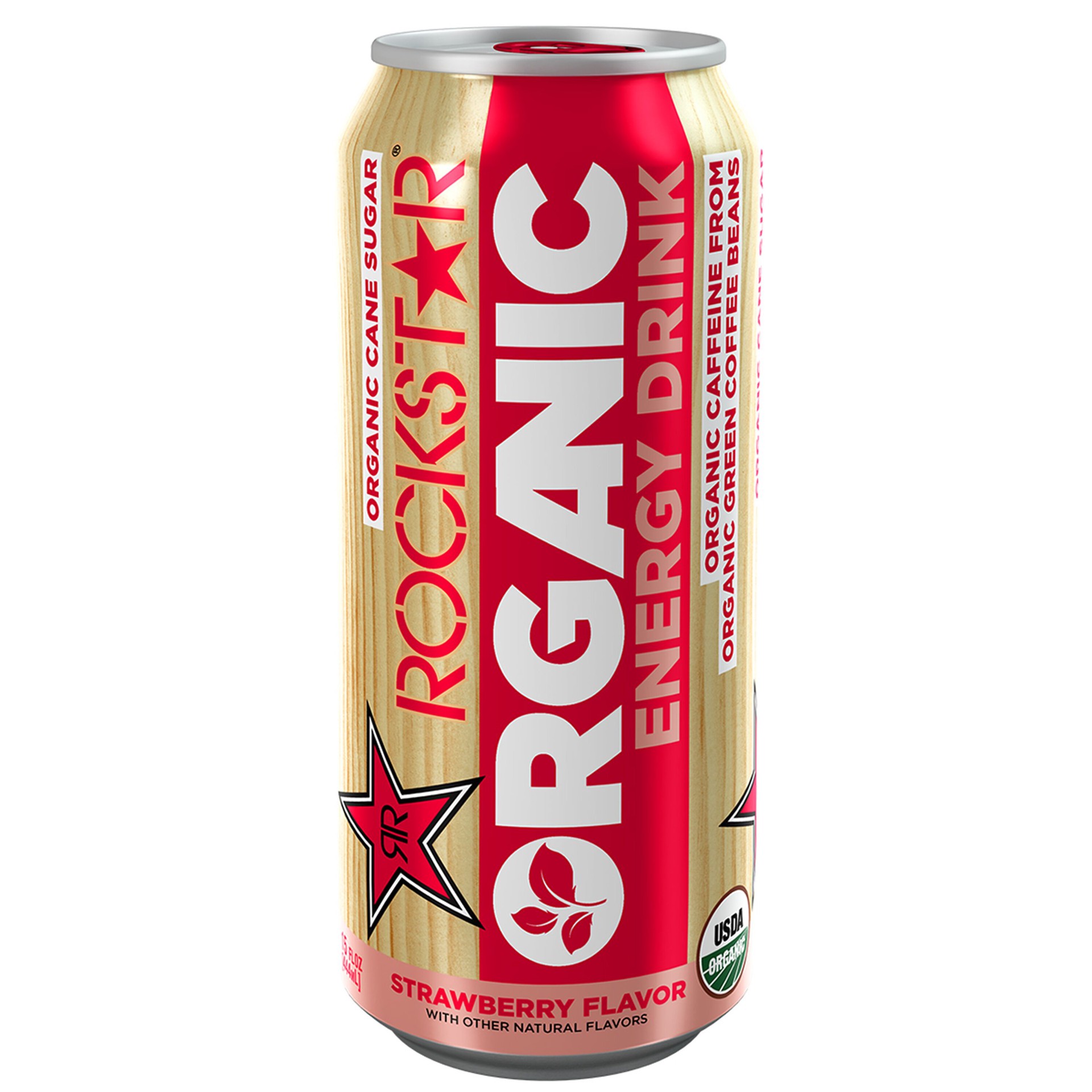 slide 1 of 1, Rockstar Organic Strawberry 15 Fluid Ounces Can Single, 15 oz