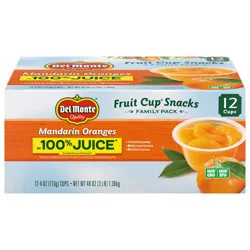 Del Monte Mandarin Oranges in 100% Juice, 4 oz Cup (Pack of 12)