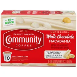 Community Coffee White Chocolate Macadamia iced Latte Coffe Single Serve Box - 10-3.7 Oz