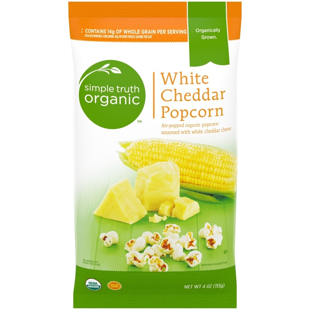 slide 1 of 1, Simple Truth Organic White Cheddar Popcorn, 4 oz