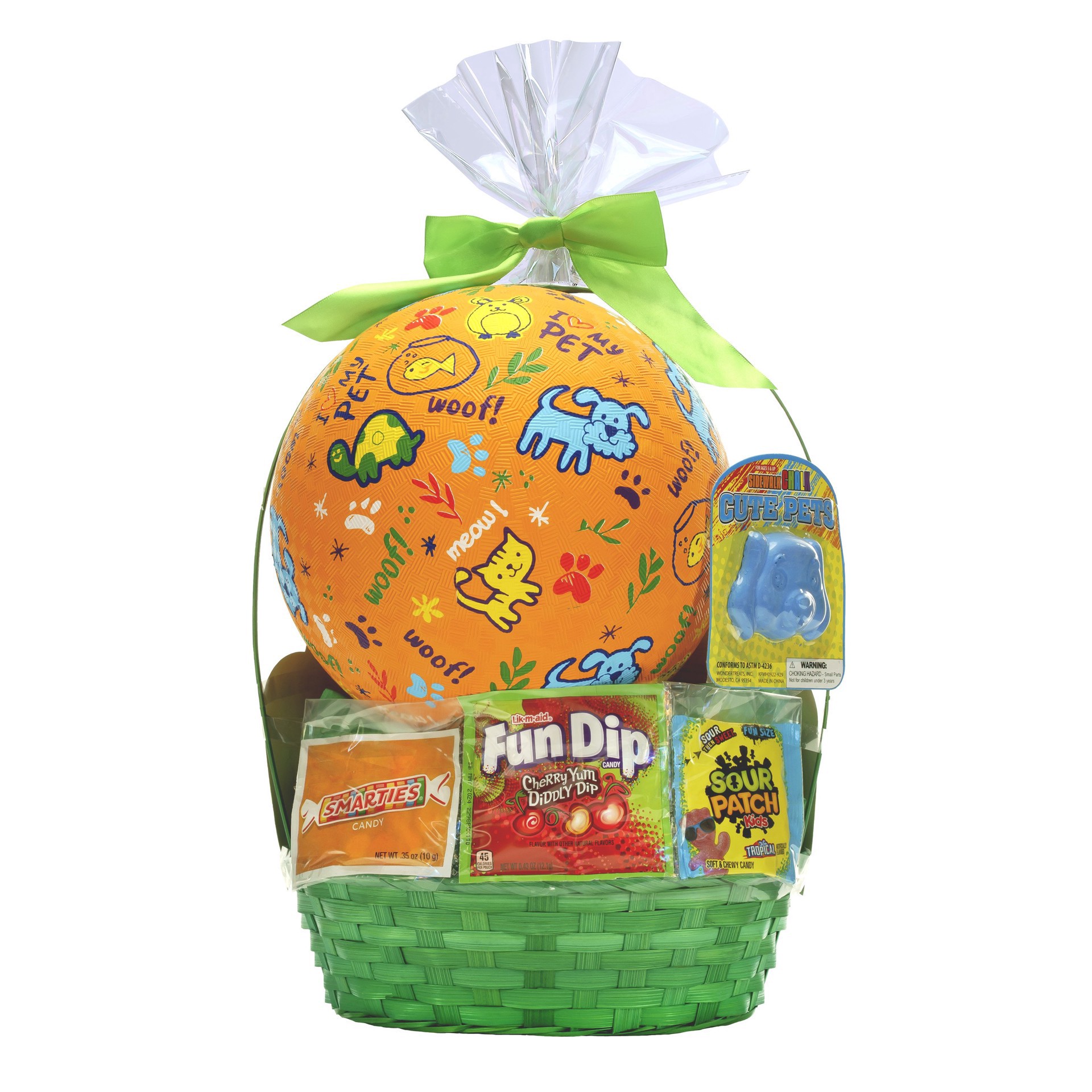 slide 1 of 1, Wondertreats Pets Playground Ball Large Easter Gift Basket, 1 ct