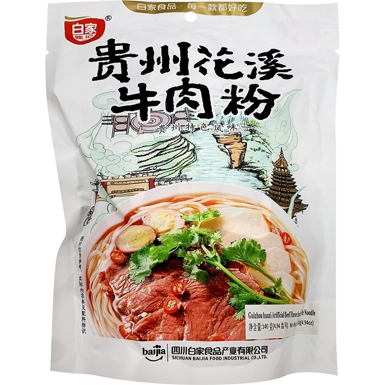 slide 1 of 1, Baijia Guizhou Huaxi Artificial Beef Flavor Instant Vermicelli, 4.94 oz