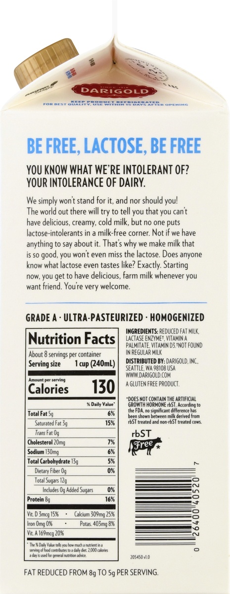 slide 7 of 9, Darigold 2% Lactose Free Reduced Fat Milk 64 fl oz, 64 fl oz