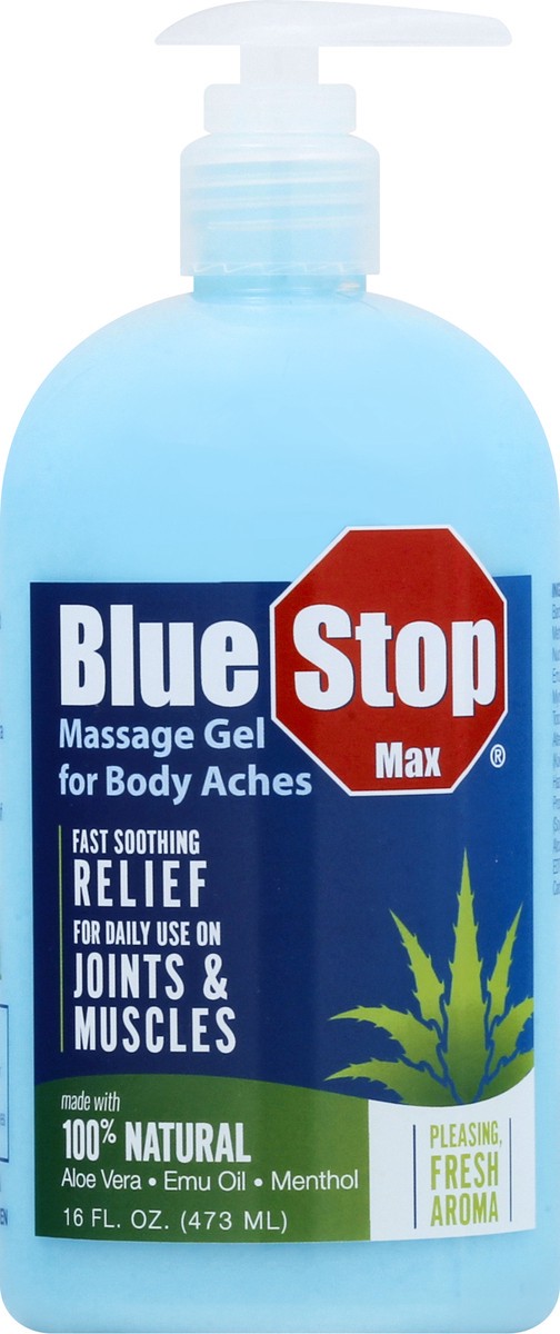 slide 1 of 10, Blue Stop Max for Body Aches Massage Gel 16 oz, 16 oz