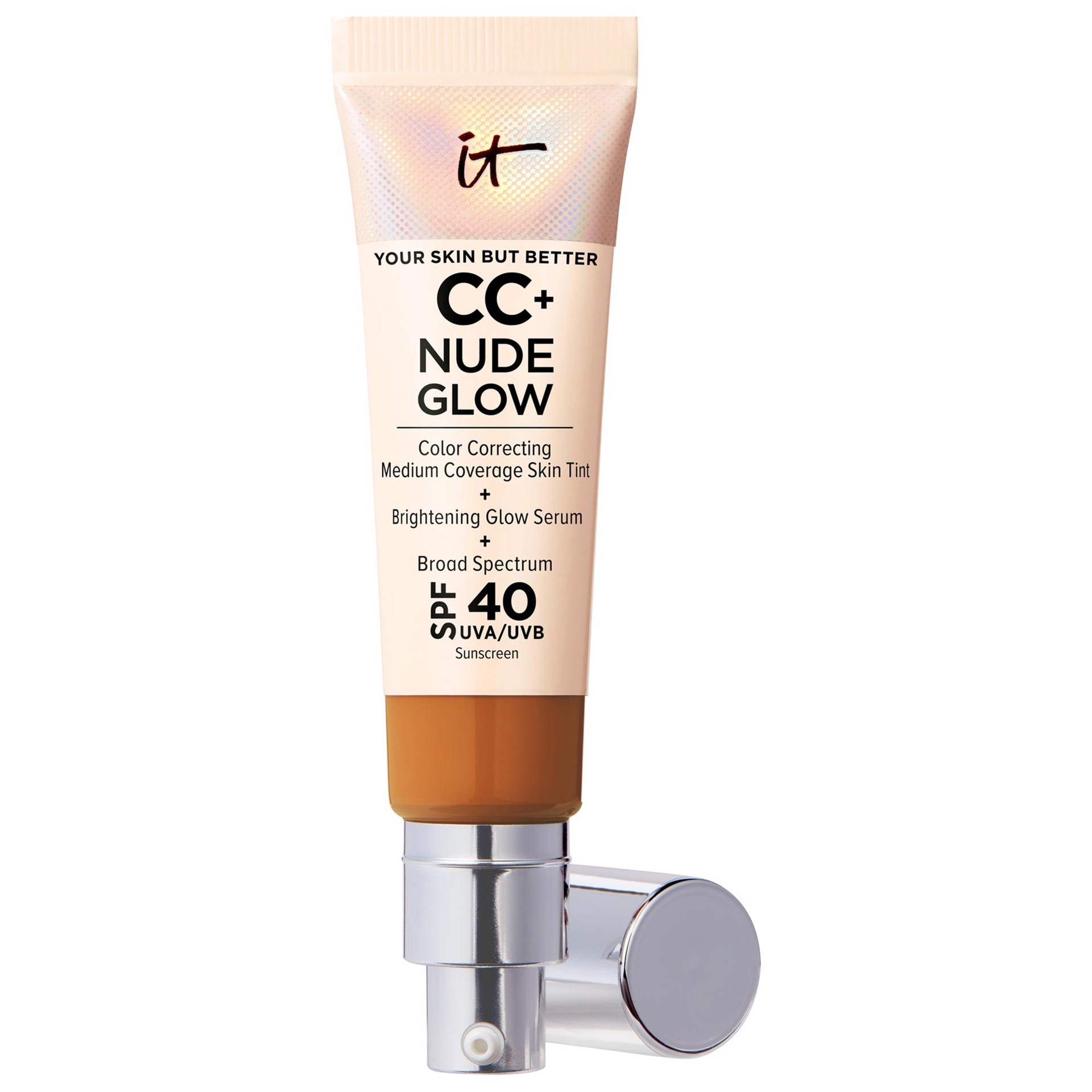 slide 1 of 9, IT Cosmetics CC+ Nude Glow Lightweight Foundation + Glow Serum with SPF 40 and Niacinamide Rich,