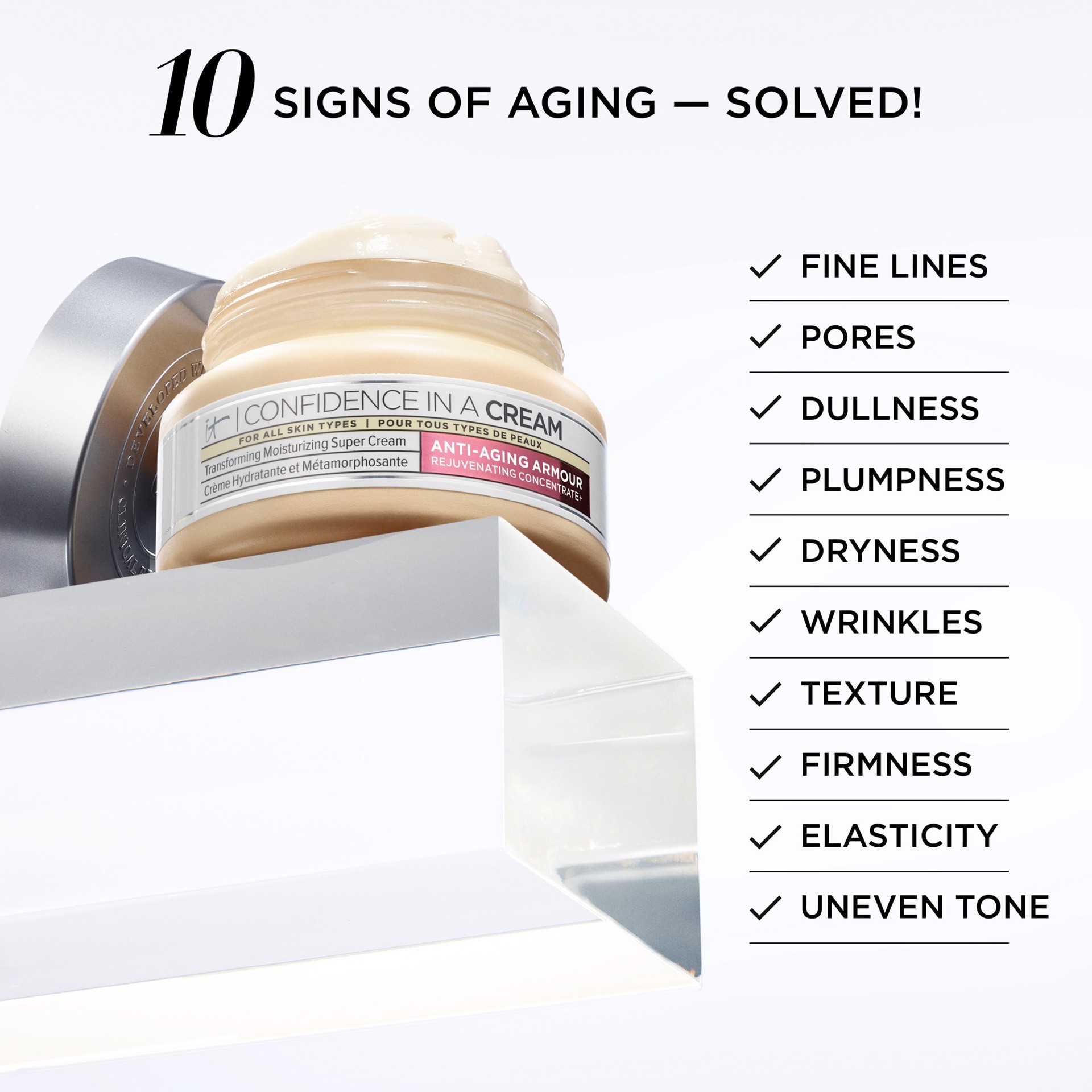 slide 7 of 10, IT Cosmetics Confidence in a Cream Anti-Aging Hydrating Moisturizer 2.03 oz / 60 mL,