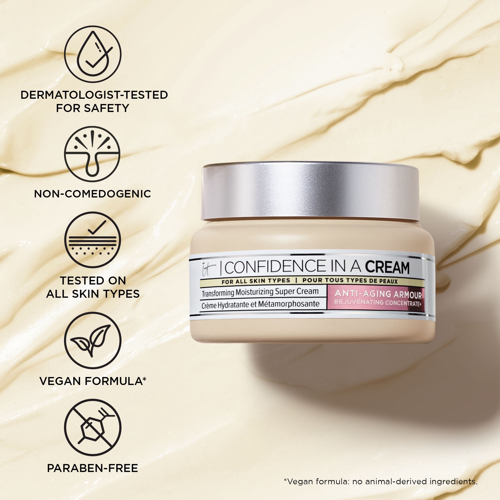 slide 9 of 10, IT Cosmetics Confidence in a Cream Anti-Aging Hydrating Moisturizer 2.03 oz / 60 mL,