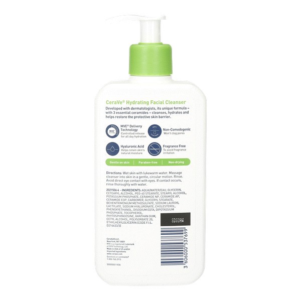 slide 3 of 5, CeraVe Hydrating Facial Cleanser, 12 fl oz