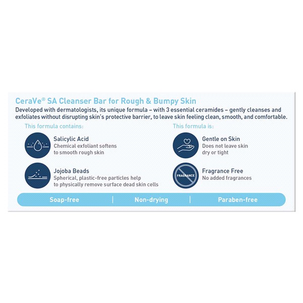 slide 2 of 5, Cerave Sa Cleanser Bar For Rough & Bumpy Skin, 4.5 oz