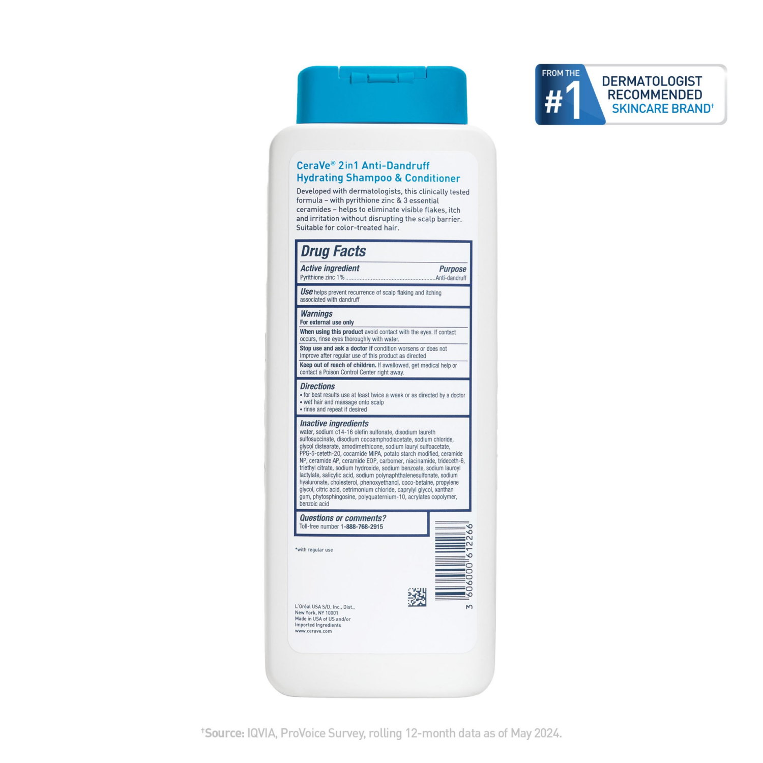 slide 2 of 6, Cerave 2 In 1 Anti-Dandruff Shampoo And Conditioner, 12 fl oz