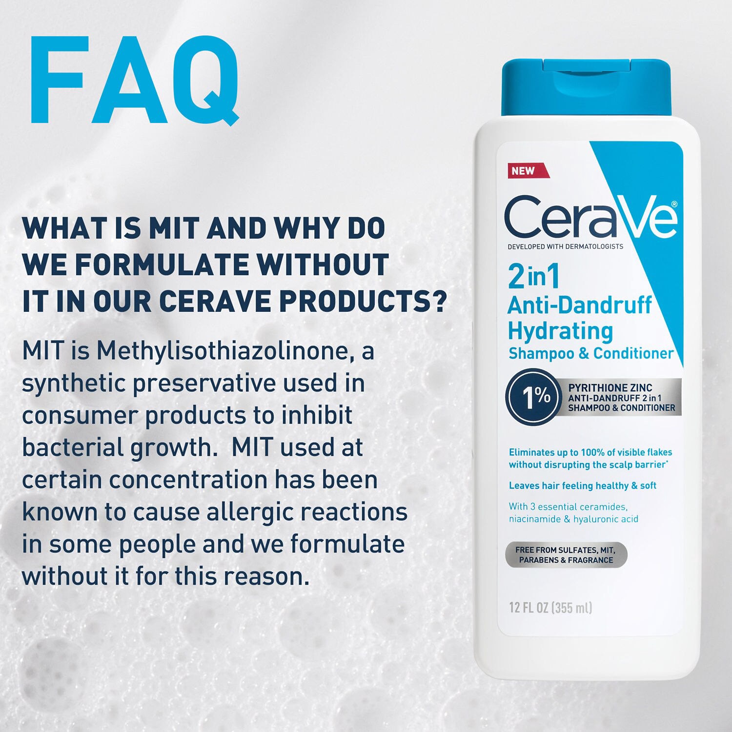 slide 8 of 12, Cerave Hair Anti Dand 2In1 Shamp 12 Oz, 12 oz