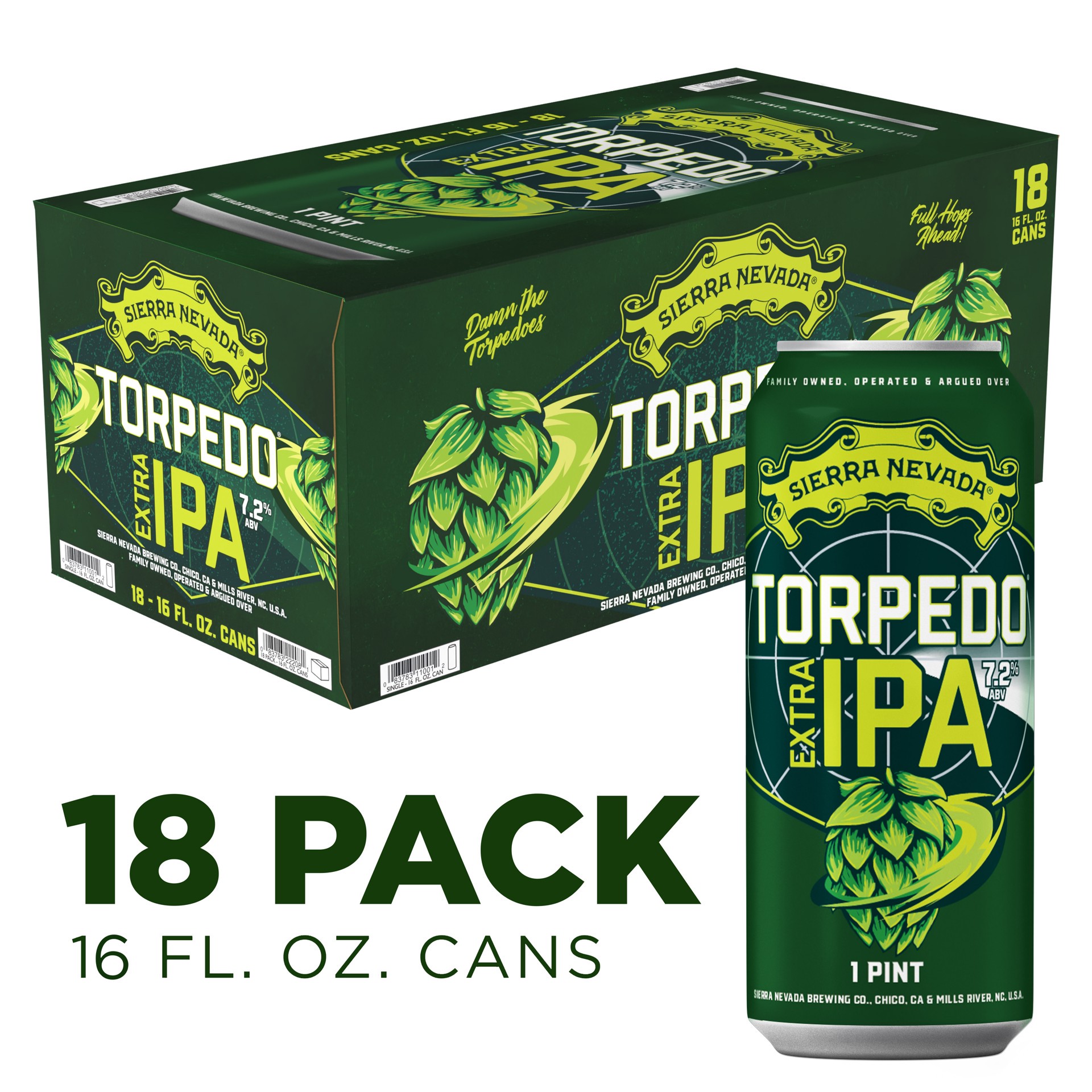 slide 1 of 8, Sierra Nevada Torpedo Extra IPA Craft Beer 18 Pack (16oz Cans), 18 ct