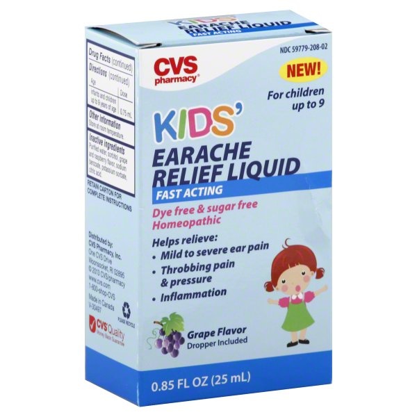slide 1 of 1, CVS Pharmacy Cvs Health Kids Fast Acting Earache Relief Liquid, Grape Flavor, 0.85 oz