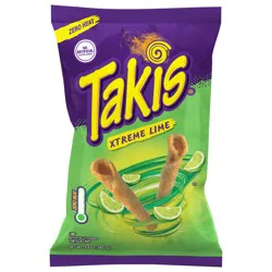 Takis Xtreme Lime 9.9 oz Sharing Size Bag, Lime Flavored Rolled Tortilla Chips