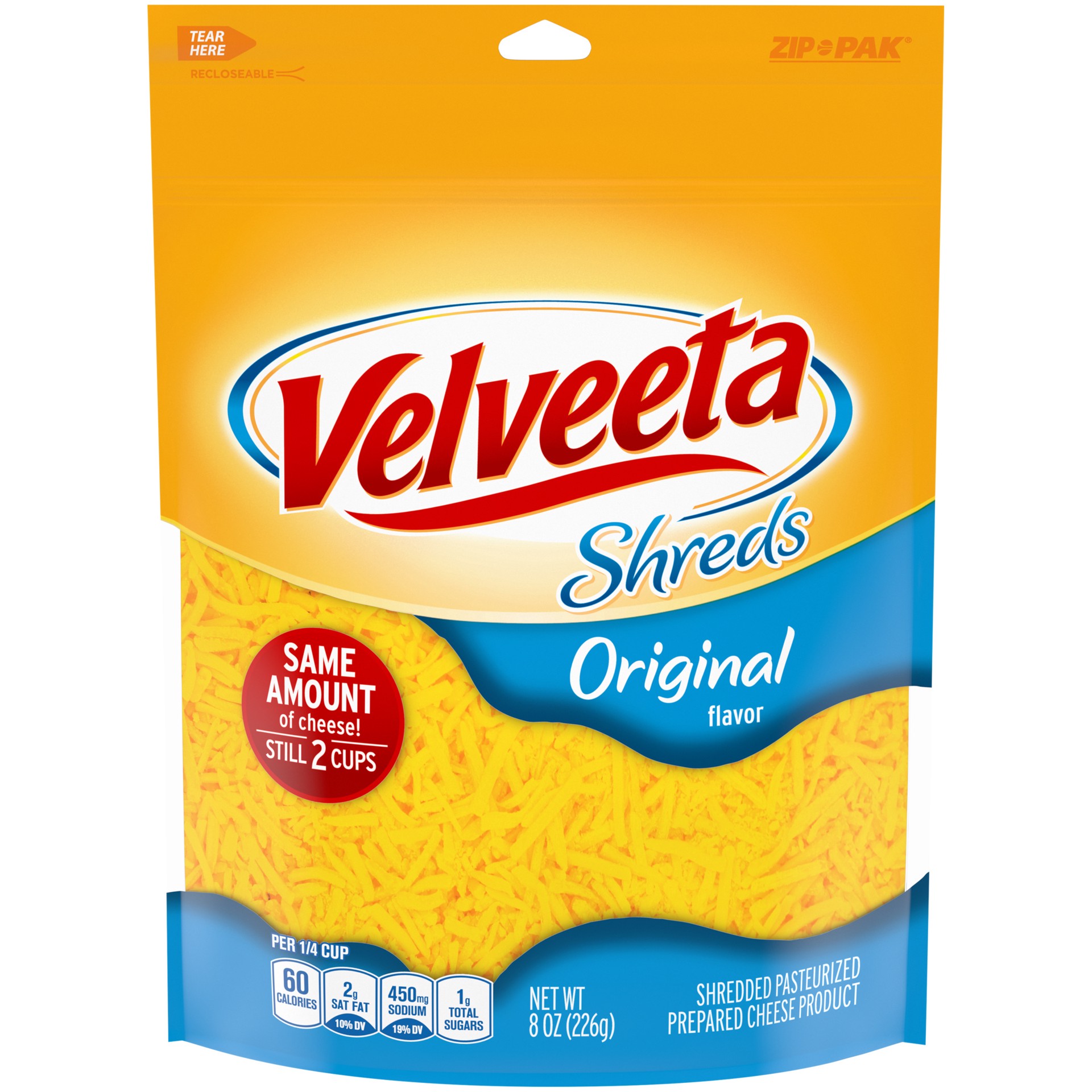 slide 1 of 1, Velveeta Shreds Original Flavored Shredded Cheese, 8 oz Bag, 8 oz