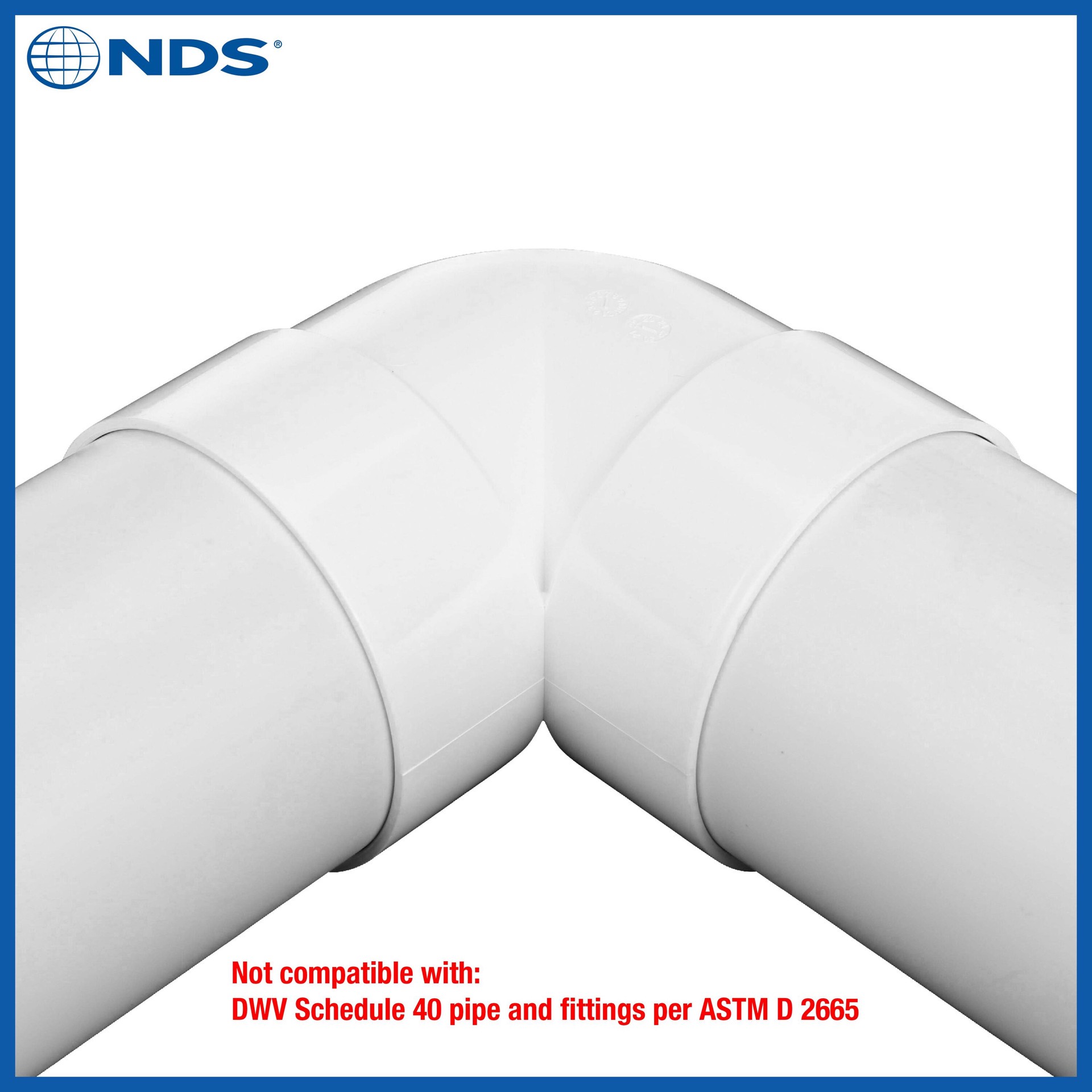 slide 4 of 6, NDS 4-in Hub X Hub PVC Sewer & Drain 90 Degree Elbow, 1 ct