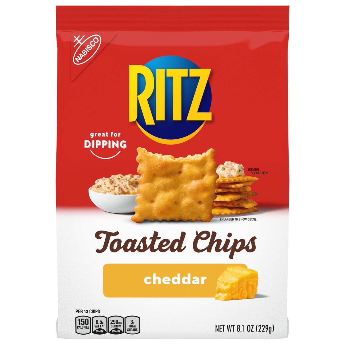 slide 1 of 9, Ritz Toasted Chips, Cheddar - 8.1oz, 8.1 oz