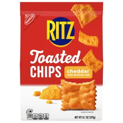 RITZ Toasted Chips Cheddar Crackers, Party Snacks, 8.1 oz