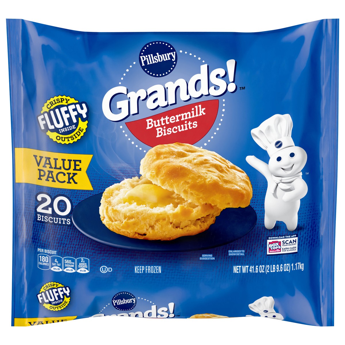 slide 1 of 1, Grands! Buttermilk Biscuits Frozen Dough, Value Pack, 20 ct., 41.6 oz., 20 ct