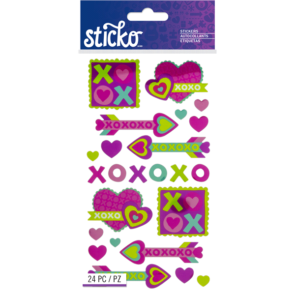 slide 1 of 1, Sticko Stickers Xoxoxo, 24 ct