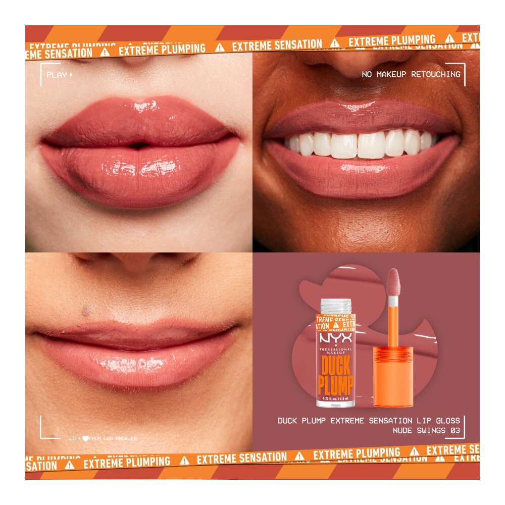 slide 2 of 6, NYX Professional Makeup Duck Plump Lip Gloss 03 Nude Swings, 0.23 fl oz