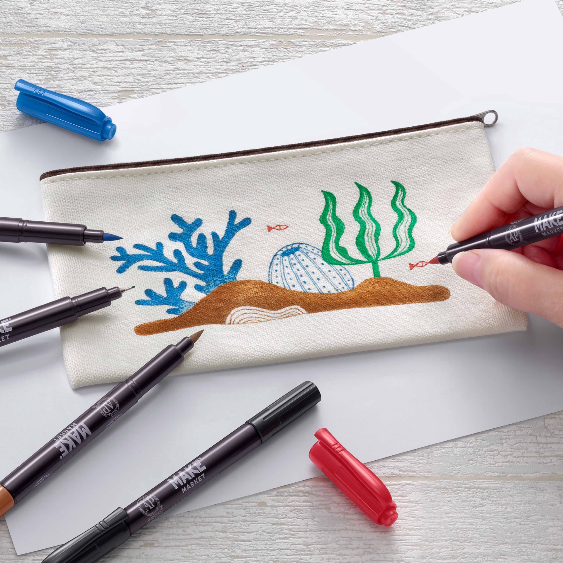 slide 3 of 4, Dual Tip Fabric Ink Markers By Make Market, dual tip