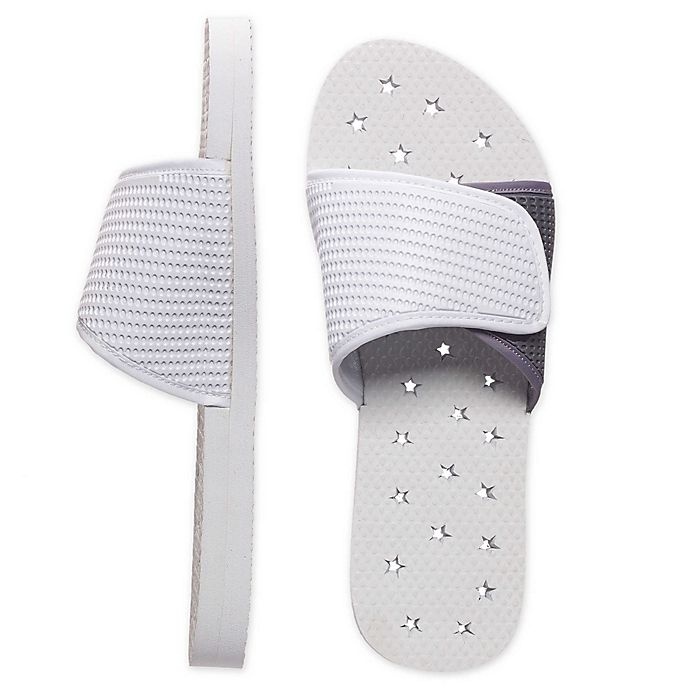 slide 1 of 1, SALT Women's Large Slide Shower Shoes - White/Grey, 1 ct