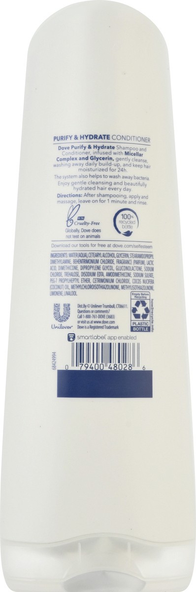 slide 9 of 9, Dove Care & Protect Conditioner Purify & Hydrate, 12 oz, 12 oz