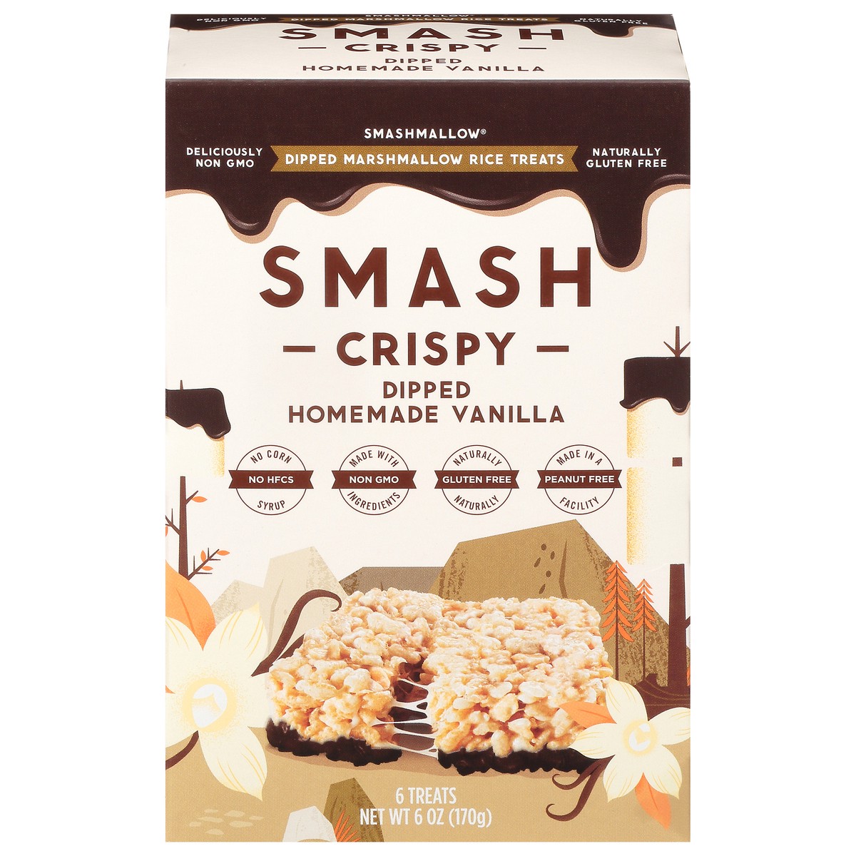 slide 1 of 14, SmashMallow Smash Crispy Dipped Homemade Vanilla Marshmallow Rice Treats 6 ea, 6 ct