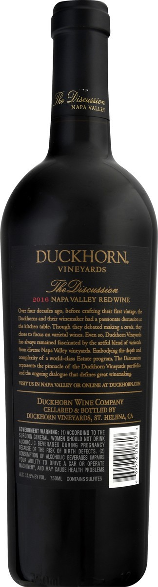slide 8 of 9, Duckhorn Red Wine, The Discussion, Napa Valley, 2016, 750 ml
