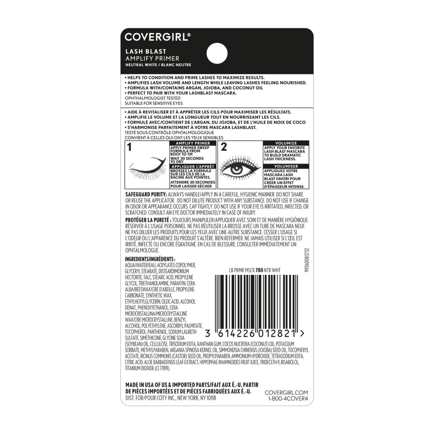 slide 2 of 6, Covergirl Lash Blast Amplify Eyelash Primer, Neutral White, Carded, 0.443 fl oz; 13.1 ml