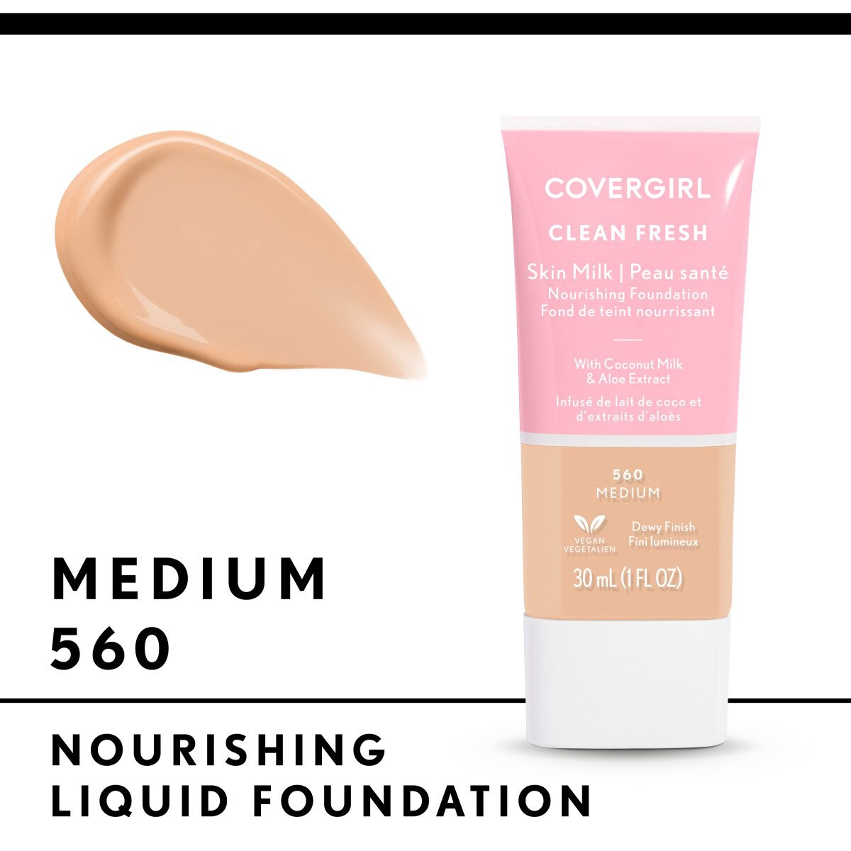 slide 5 of 11, Covergirl Clean Fresh Nourishing Skin Milk Medium 560 Foundation 30 ml, 30 ml