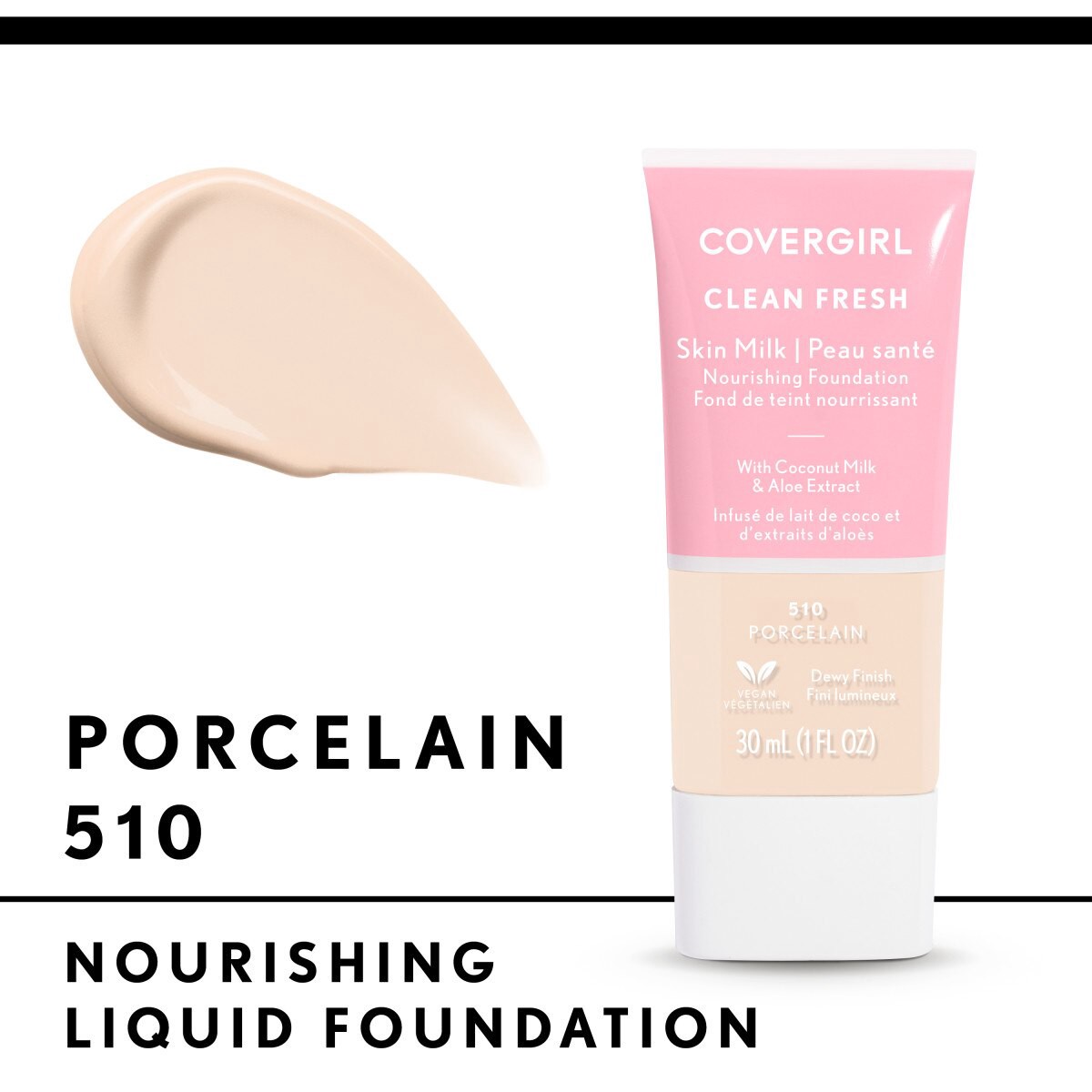 slide 8 of 10, Covergirl Clean Fresh Skin Milk Foundation Dewy Finish - 510 Porcelain - 1 fl oz, 1 fl oz